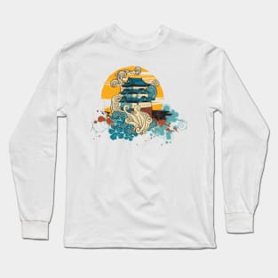 Japanese house by the sea Long Sleeve T-Shirt